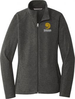 Port Authority Ladies Heather Microfleece Full-Zip Jacket, Black Charcoal Heather
